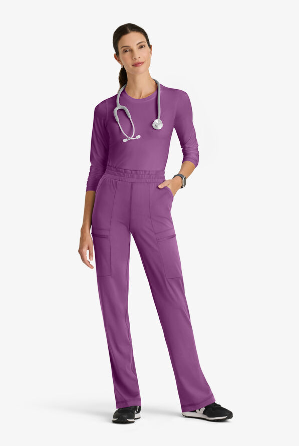 Grey's Anatomy by Barco Knit STRETCH Momentum Women's 6-Pocket Cargo Scrub Pants - Imperial Violet - 4