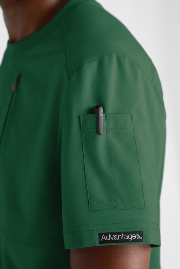 Advantage STRETCH Men's 3-Pocket Crew Neck Scrub Top - Hunter - 3