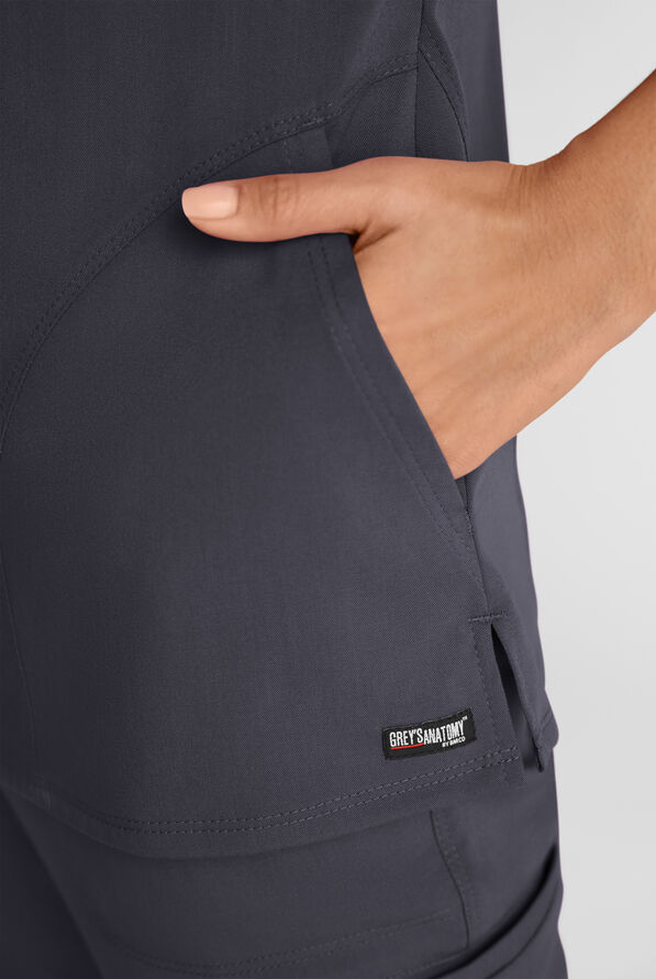 Grey's Anatomy by Barco Emerge Brylyn Women's 2-Pocket STRETCH Dolman Sleeve V-Neck Scrub Top - Steel Gray - 3