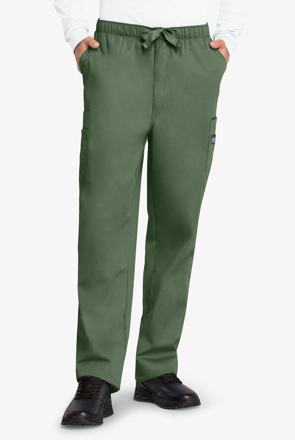 Cherokee Workwear Men's 7-Pocket Cargo Scrub Pants - Olive - 1