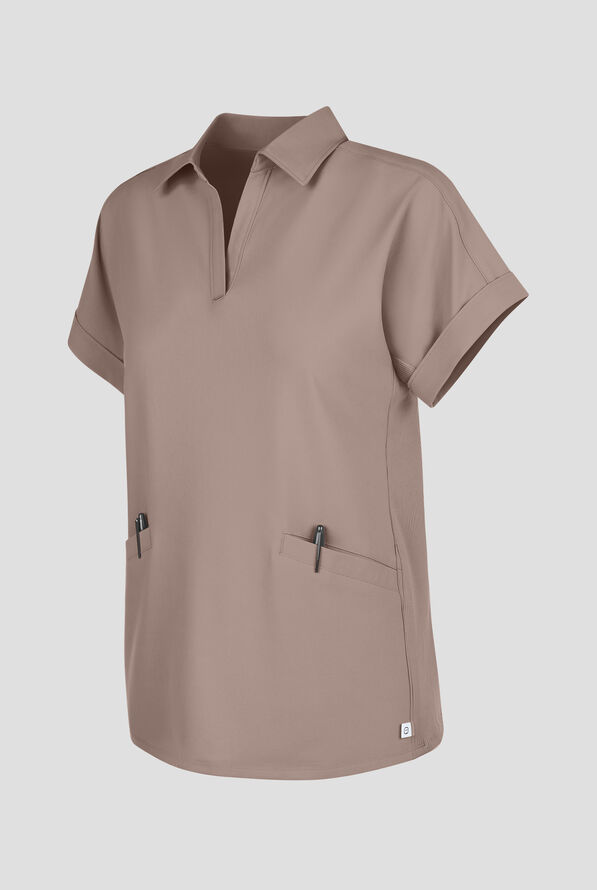 Wink Renew Women's 2-Pocket STRETCH Dolman Sleeve Shirt Collar Scrub Top - Haze - 3