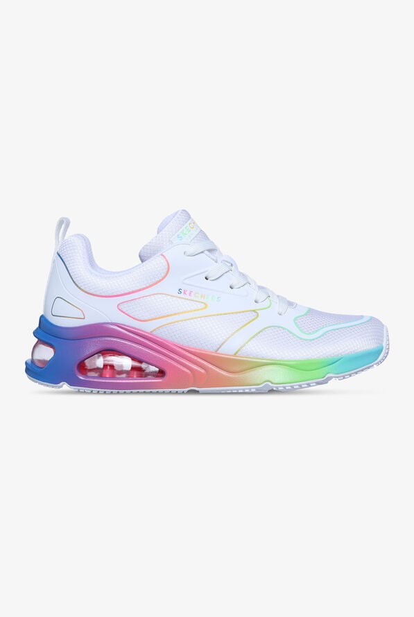 Skechers Street Women's TRES-AIR UNO - RAINBOW ROADS White Athletic Lace Up Nursing Shoes - null - 1