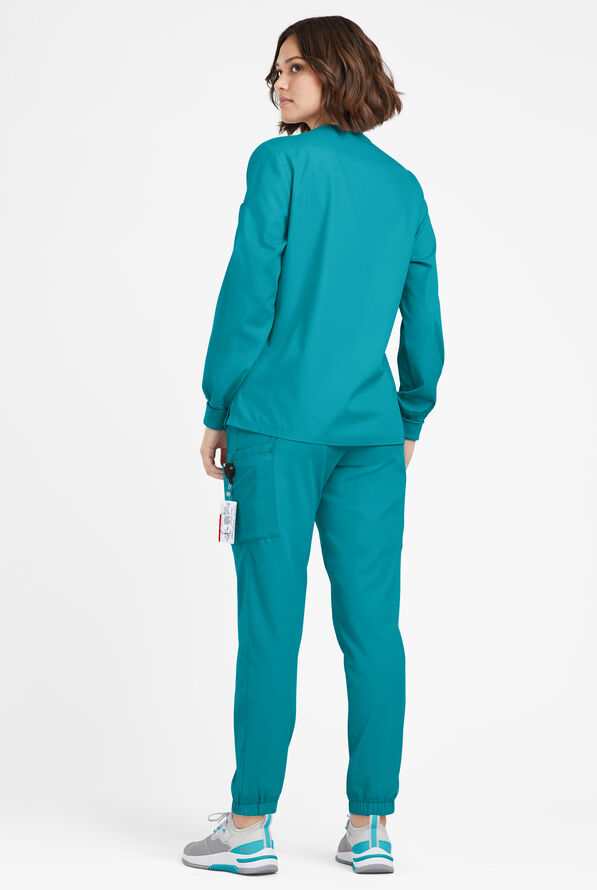 Butter-Soft Originals Women's 7-Pocket Curved V-Neck Long Sleeve Scrub Top - Teal - 4