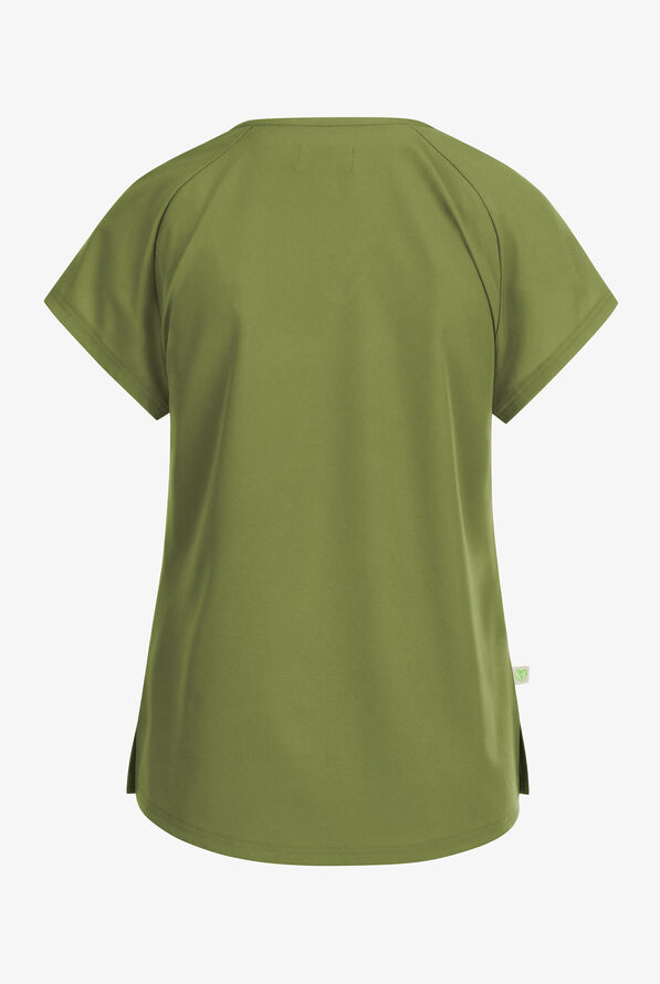 Blusa médica Planet koi Kallani STRETCH con cuello redondo y 1 bolsillo para mujer - Martini Olive - 2