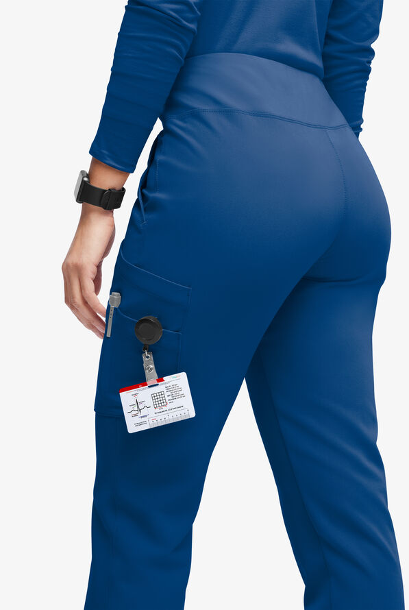 Movement by Butter-Soft Carina Women’s 7-Pocket Skinny Yoga Inspired  Scrub Pant - Petite - Royal - 2
