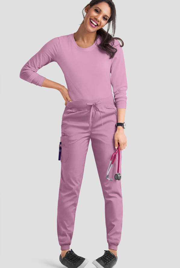 Butter-Soft STRETCH Women's 5-Pocket Cargo Jogger Scrub Pants - Smokey Mauve - 2