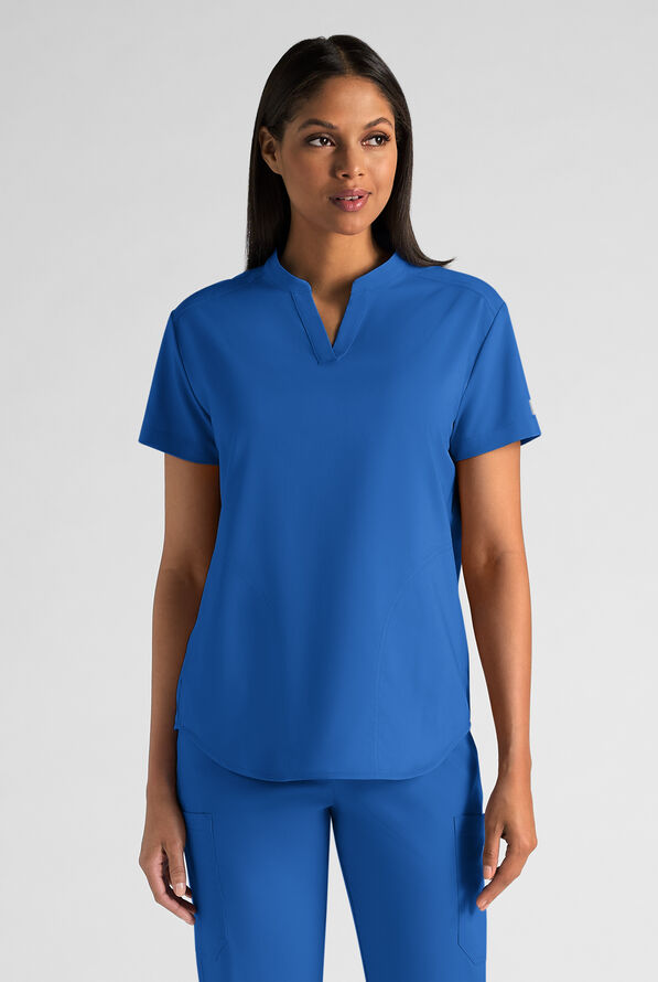 Butter-Soft STRETCH FLXTEK+ Women's 2-Pocket Oversized Henley Scrub Top - Royal - 1
