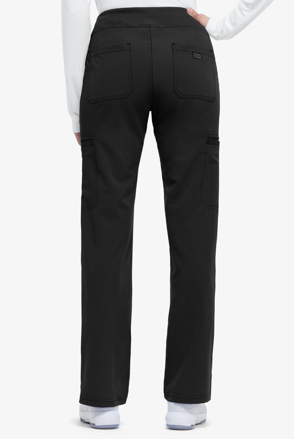 Dickies Xtreme STRETCH Women's 6-Pocket Rib-Knit Cargo Scrub Pants - Tall - Black - 2