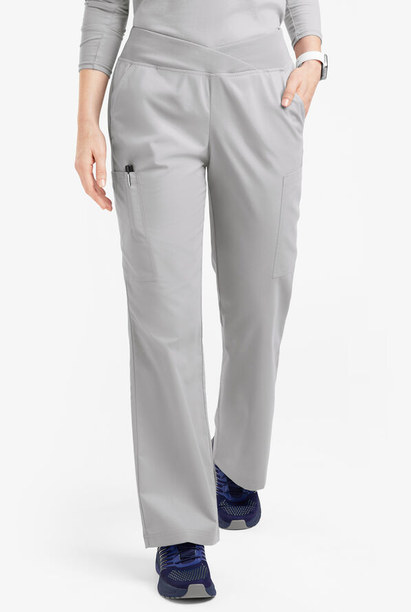 Pantalón médico Butter-Soft Originals Tall de tiro medio y cintura cruzada con piernas anchas y 7 bolsillos para mujer - Silver - 1
