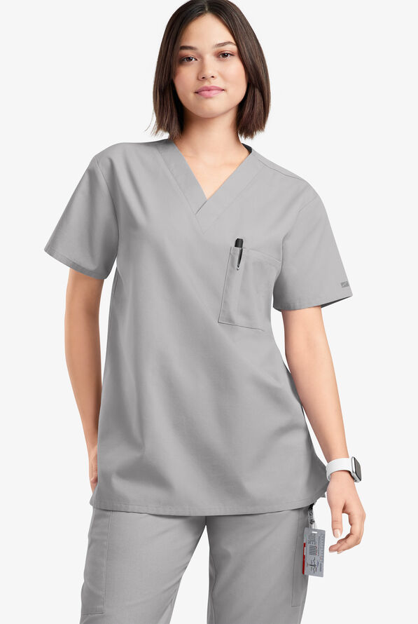Blusa médica unisx Butter-Soft Originals con cuello en V y 2 bolsillos - Silver - 2
