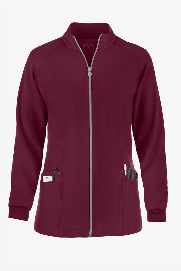 Chaqueta médica Easy STRETCH Zadie con mangas raglán con 4 bolsillos para mujer - Wine - 1