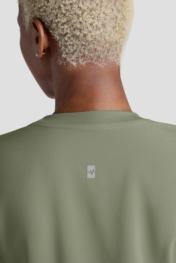 Easy STRETCH Anya Women's 2-Pocket Relaxed Crew Neck Scrub Top - Olive Leaf - 6