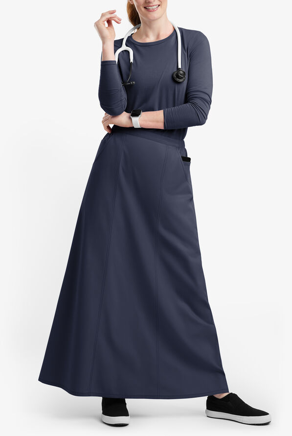 Falda m&eacute;dica estilo acampanada Butter-Soft Originals al tobillo con 4 bolsillos para mujer - Navy - 4