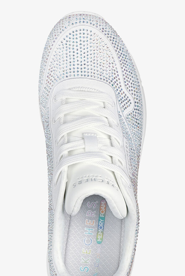 Skechers Street UNO - DISCO RAVE White Rhinestone Covered Athletic Lace Up Nursing Shoes - null - 2