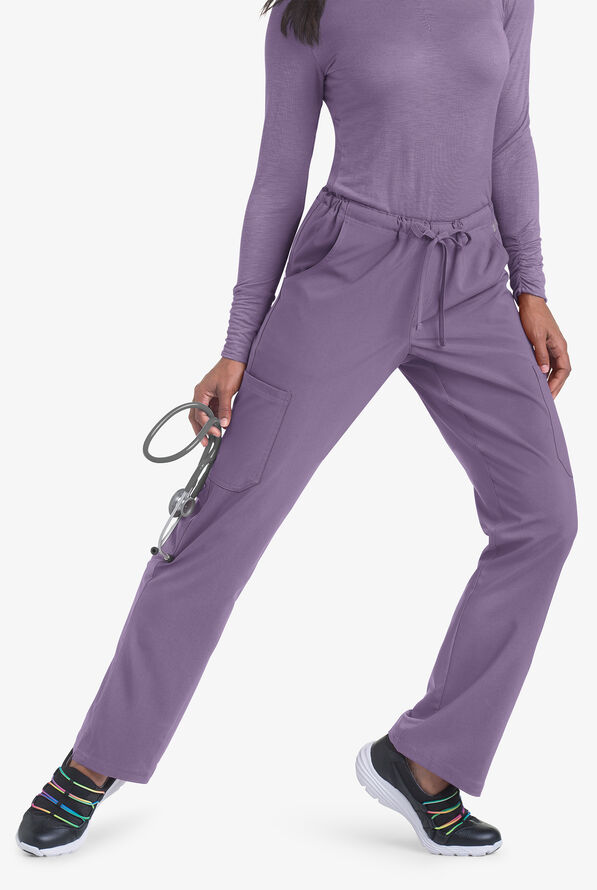 Easy STRETCH Eden Women's 4-Pocket Drawstring Scrub Pants - Purple Dusk - 3