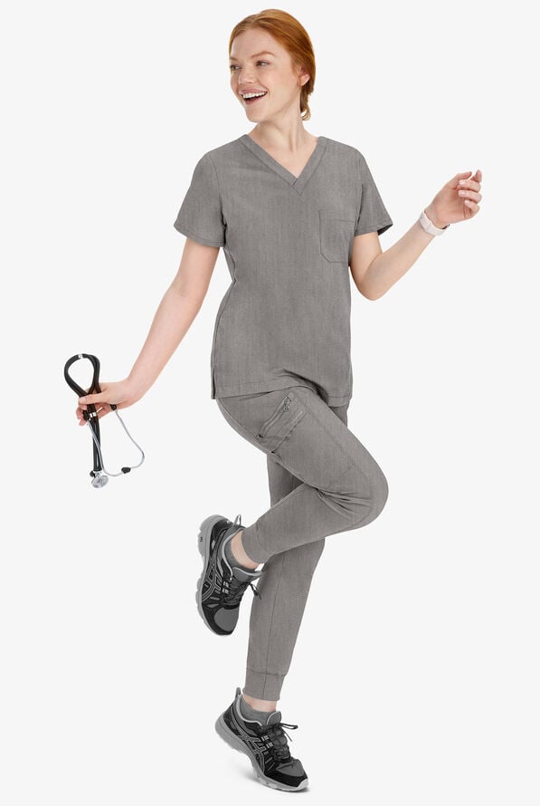 Pantal&oacute;n m&eacute;dico Healing Hands Purple Label Toby STRETCH estilo jogger con 7 bolsillos y cord&oacute;n para mujer - Heather Grey - 6