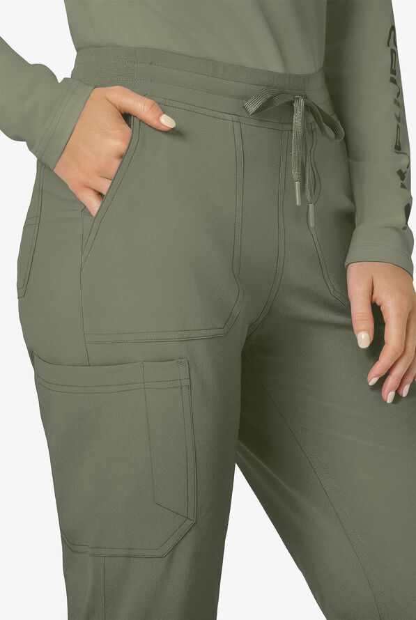 Carhartt Cross-Flex Force Women's 8-Pocket STRETCH Knit Cuff Cargo Jogger Scrub Pants - Petite - Olive - 3