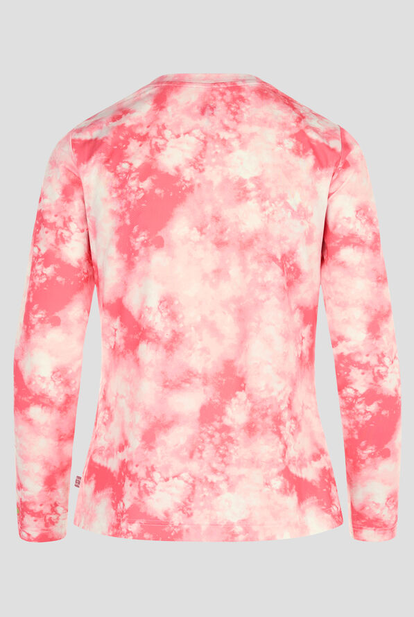 Healing Hands French Pink Tie Dye Women's STRETCH Round Neck Knit Print Underscrub - null - 2