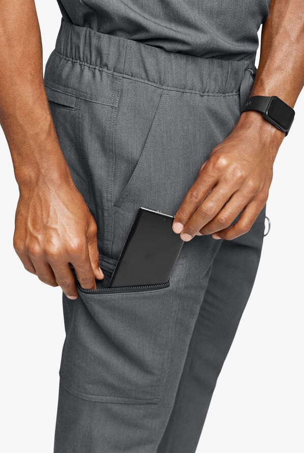 Pantal&oacute;n m&eacute;dico Movement by Butter-Soft STRETCH estilo cargo con 8 bolsillos para hombre - Charcoal Heather - 3