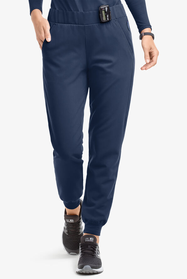 MOVEMENT by Butter-Soft Vega Women's 5-Pocket Flat Front Jogger STRETCH Scrub Pants - Tall - Navy - 1