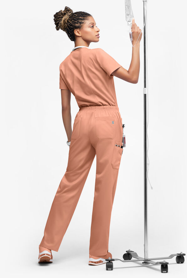 Butter-Soft STRETCH Women’s 10-Pocket Mid Rise Straight Leg Scrub Pant - Tall - Terracotta - 4