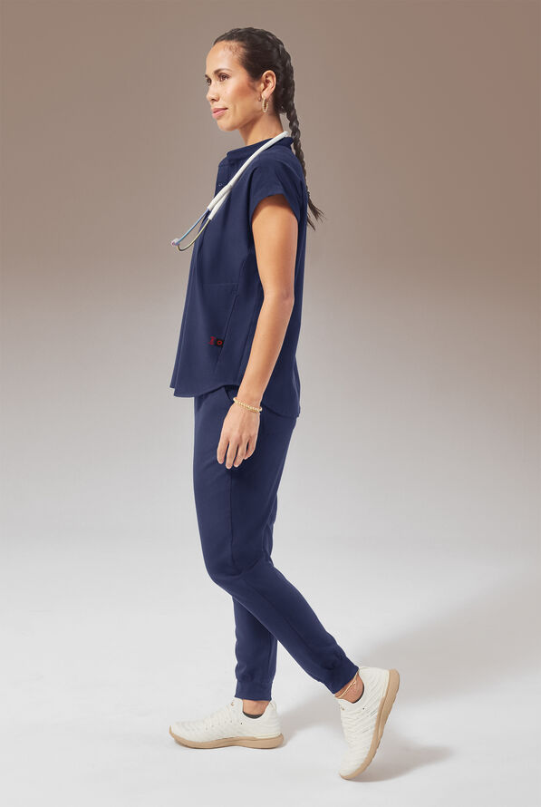 Blusa médica Hypothesis (RED) Meta STRETCH de corte ancho con mangas dolmán y 2 bolsillos para mujer - Navy - 4