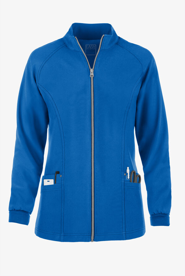 Easy STRETCH Zadie Women's 4-Pocket Raglan Scrub Jacket - Royal - 1