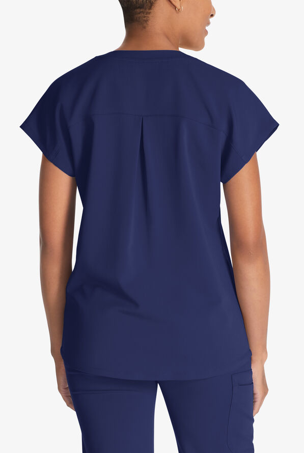Blusa médica Cherokee Atmos STRETCH Coolmax con 3 bolsillos y cuello en Y para mujer - Navy - 4