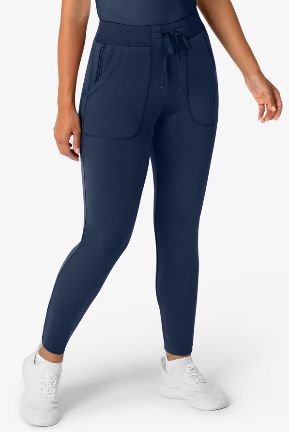 Wink Renew Knit Women's 5-Pocket STRETCH Ankle Zip Track Scrub Pants - Navy - 1