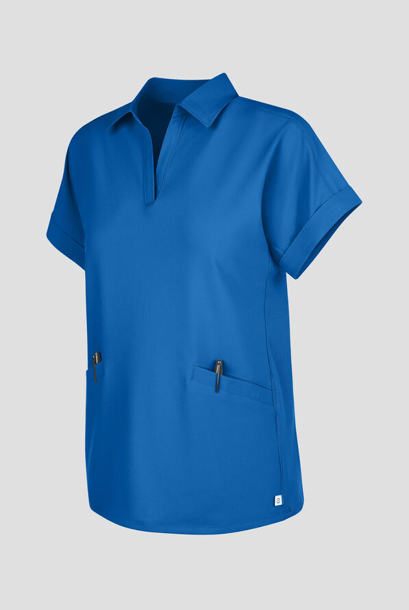 Wink Renew Women's 2-Pocket STRETCH Dolman Sleeve Shirt Collar Scrub Top - Royal - 3