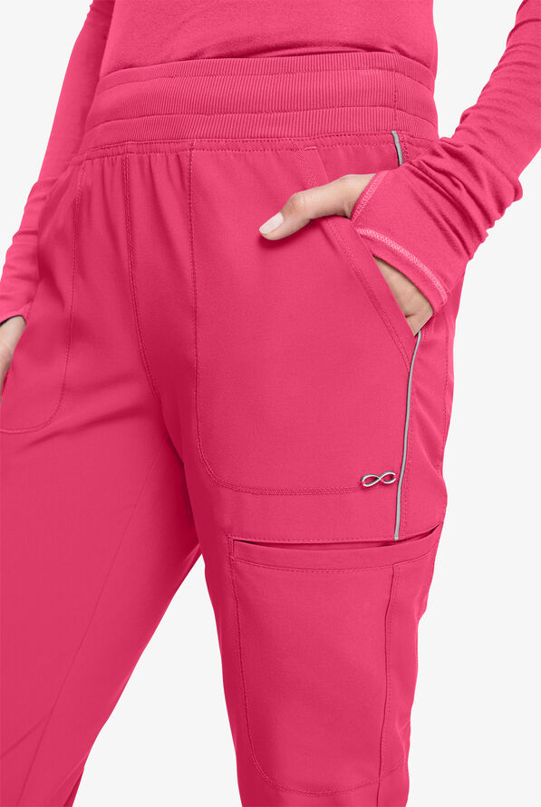 Pantalón médico Cherokee Infinity STRETCH estilo cargo jogger con 6 bolsillos para mujer - Carmine Pink - 2