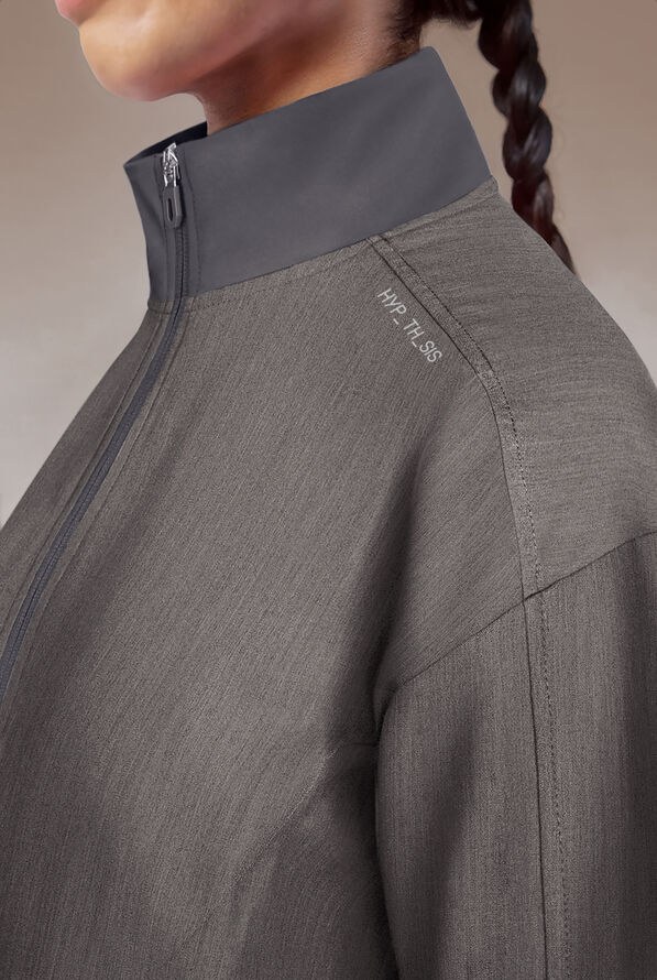 Hypothesis Base Women's 3-Pocket Relaxed Fit Zip Front Scrub Jacket - Graphite - 4