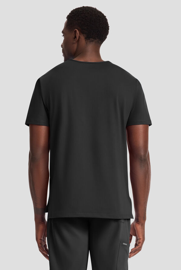 Cherokee Achieve Men's 1-Pocket STRETCH V-Neck Knit Scrub Top - Black - 3