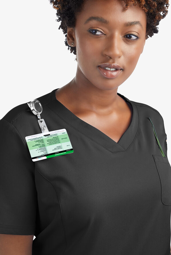 Butter-Soft Women's 3-Pocket V-Neck Tuck-In Scrub Top **Slightly IRREGULAR** - Black - 5