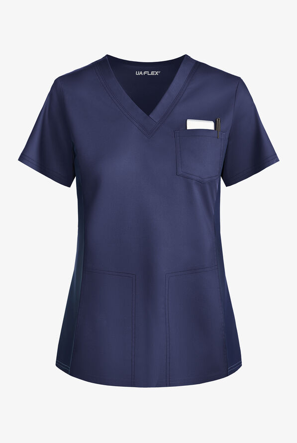 UA Flex2 VNeck Scrub Top with Knit Side Panels, Stretch Scrubs