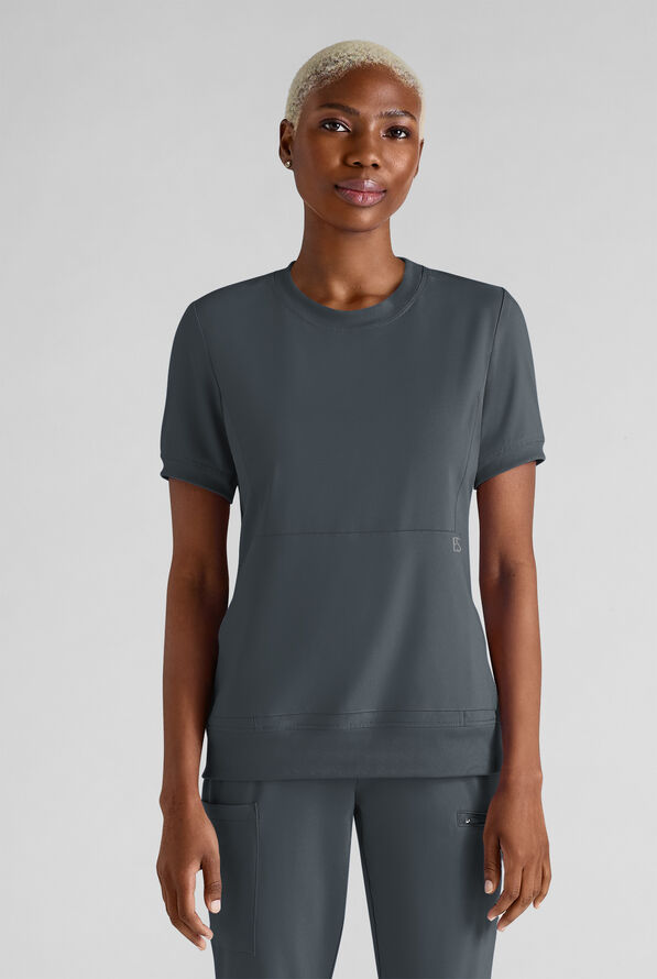 Easy STRETCH Anya Women's 2-Pocket Relaxed Crew Neck Scrub Top - Pewter - 1