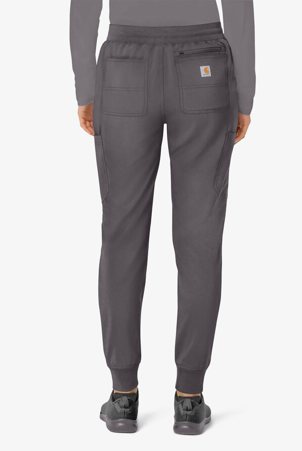 Carhartt Cross-Flex Force Women's 8-Pocket STRETCH Knit Cuff Cargo Jogger Scrub Pants - Pewter - 2