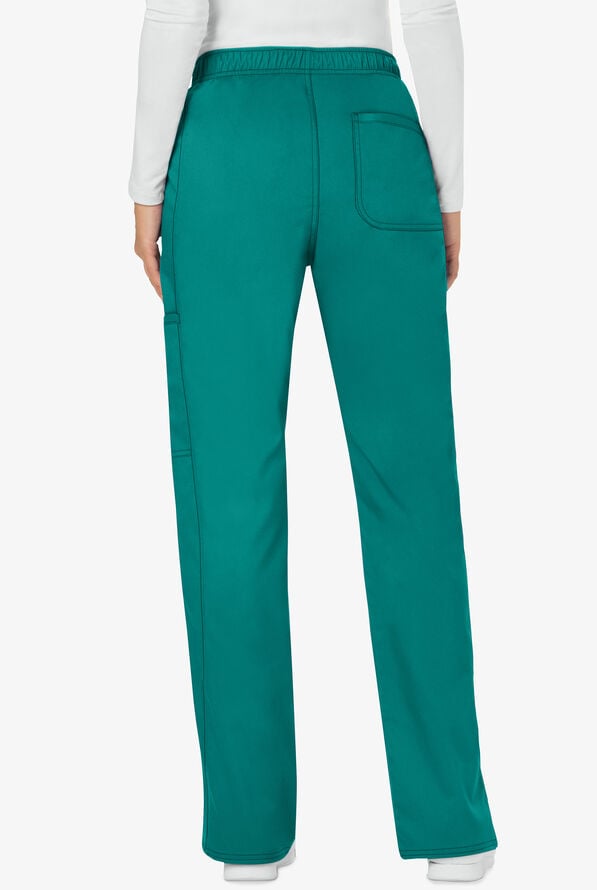 Cherokee Workwear Revolution Women's 5-Pocket STRETCH Drawstring Cargo Scrub Pants - Teal - 2