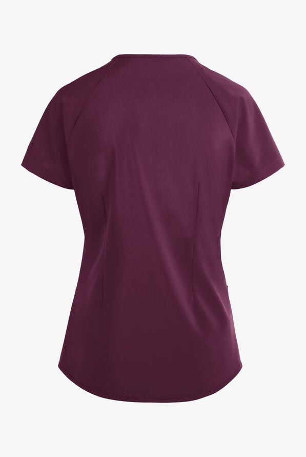 Easy STRETCH Cara Women's 4-Pocket Raglan Scrub Top - Dark Mulberry - 4