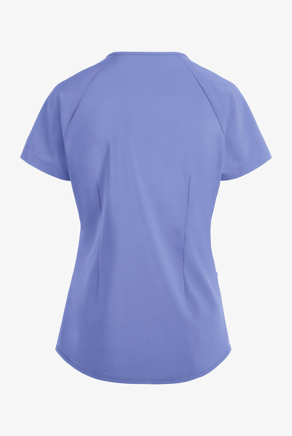 Blusa m&eacute;dica Easy STRETCH Cara con mangas ragl&aacute;n y 4 bolsillos para mujer - Ceil Blue - 4