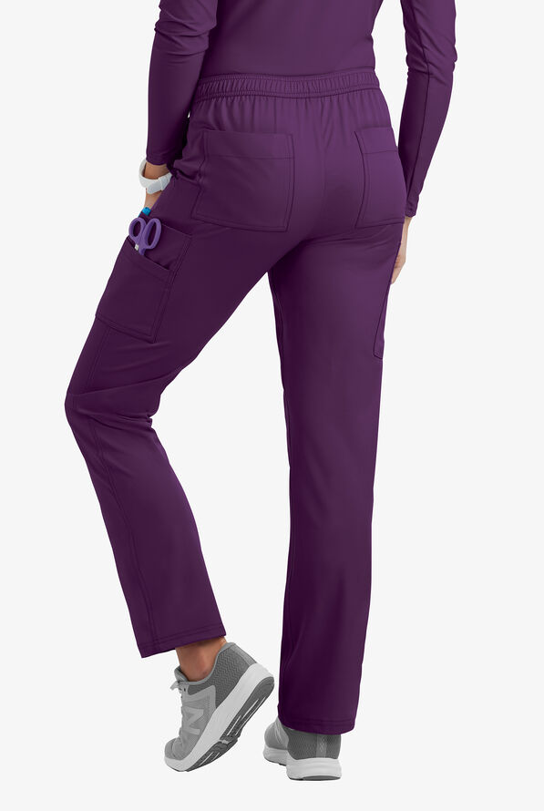 Pantalón médico Lauderdale by UA Marina STRETCH petite con piernas rectas y 9 bolsillos para mujer - Eggplant - 2