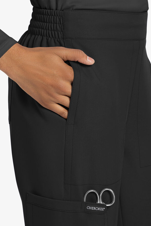 Cherokee Workwear Originals Ultra Women's 5-Pocket Drawstring Jogger Scrub Pants - Black - 3