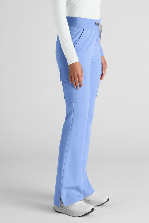 ReSurge Avon Women's 7-Pocket Flare Leg Cargo Scrub Pant - Ceil Blue - 2