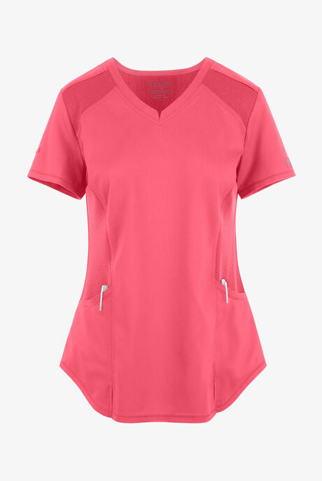 UA Exclusive Cherokee Workwear Revolution Women's 2-Pocket STRETCH Mesh Trim V-Neck Scrub Top