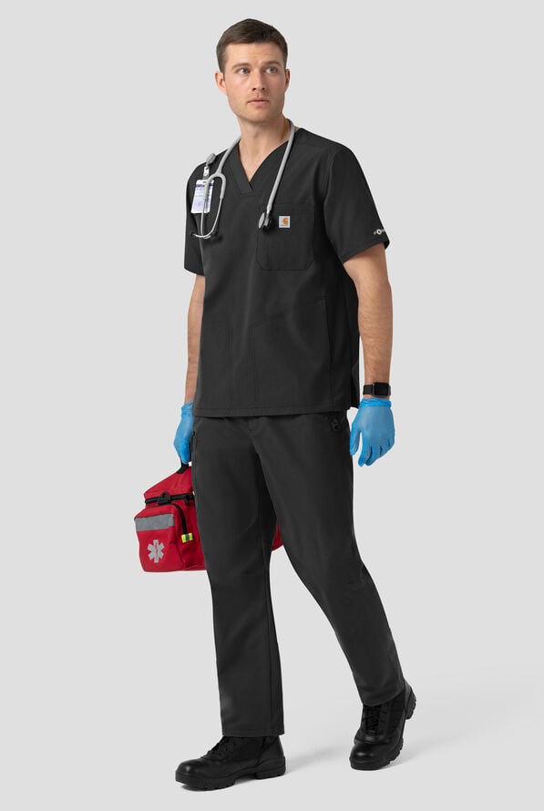 Carhartt FLD & RSCU Men's 6-Pocket STRETCH Straight Leg Cargo Scrub Pants - Black - 3