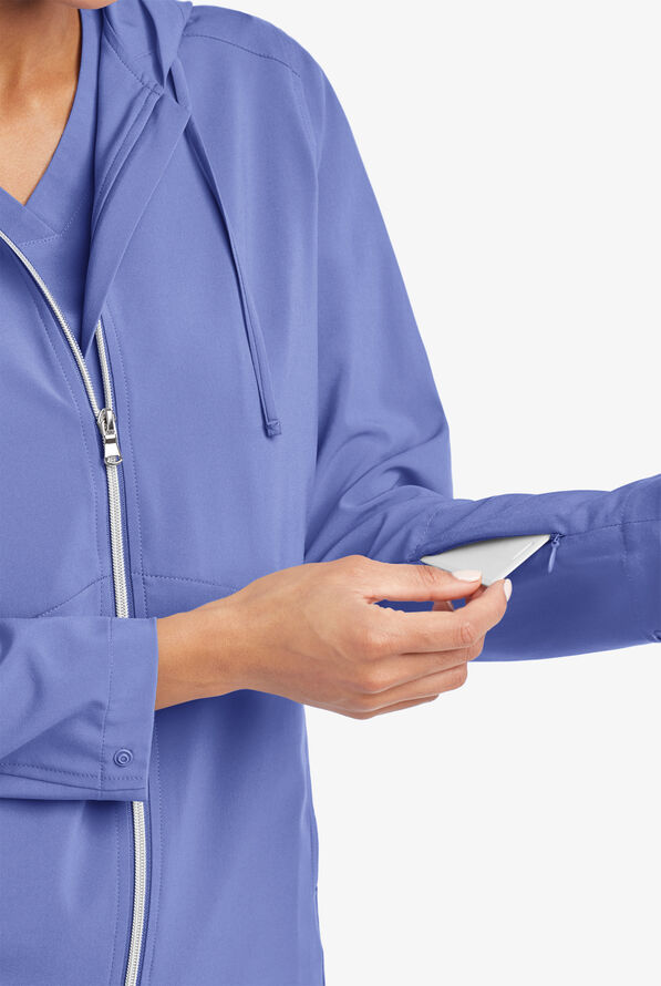 Sudadera m&eacute;dica Easy STRETCH Selena con cremallera y 5 bolsillos para mujer - Ceil Blue - 6