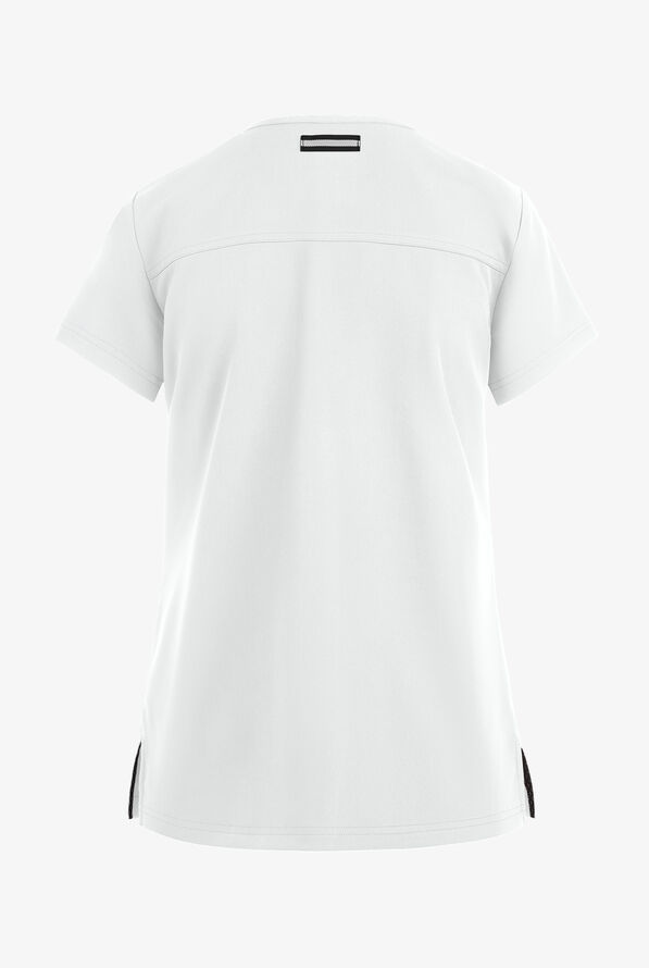koi Next Gen Hustle and Heart Women's 3-Pocket STRETCH V-Neck Scrub Top - White - 2