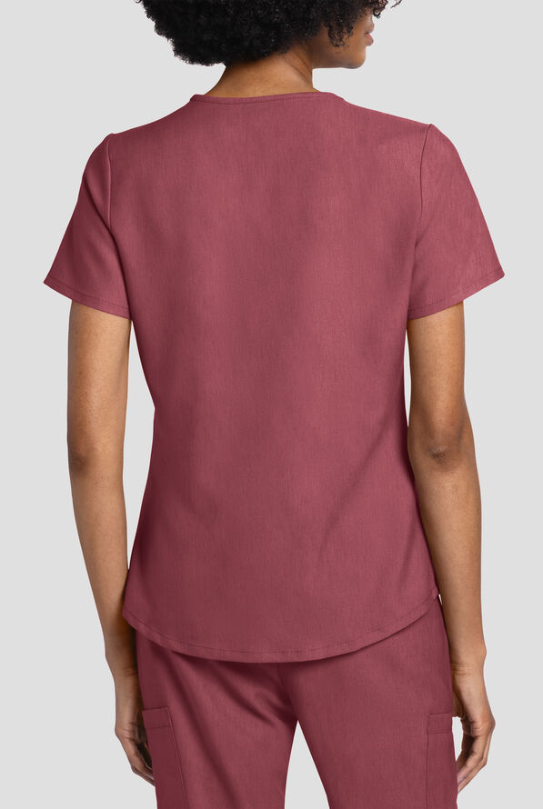 Cherokee Workwear Originals Ultra Women's 3-Pocket V-Neck Scrub Top - Heather Cranberry - 4