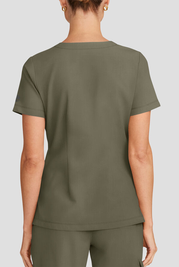 Healing Hands Quest Women's 1-Pocket STRETCH Tuck In V-Neck Scrub Top - Olive - 4