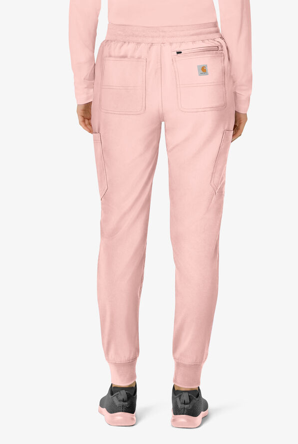 Carhartt Cross-Flex Force Women's 8-Pocket STRETCH Knit Cuff Cargo Jogger Scrub Pants - Soft Rose - 2